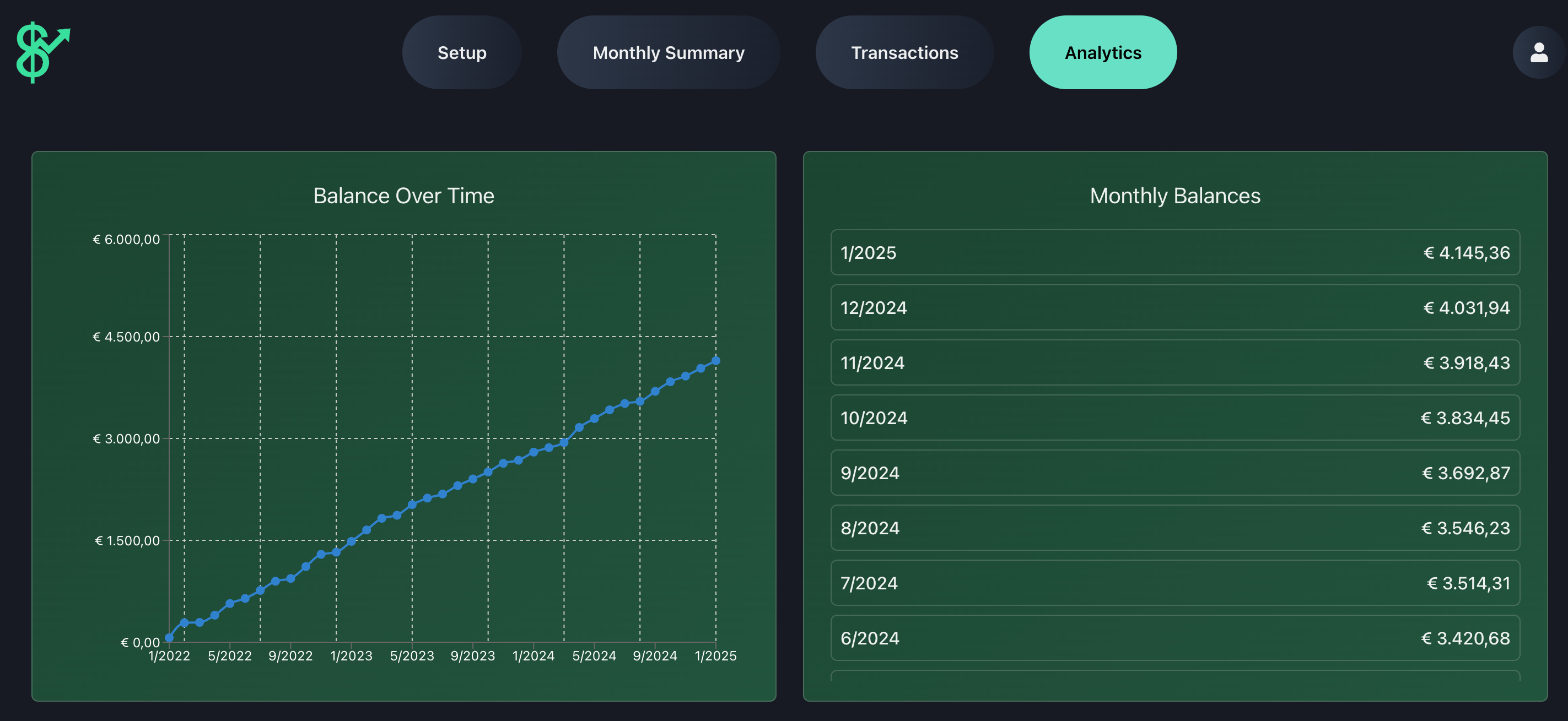 Finance App Balance Section